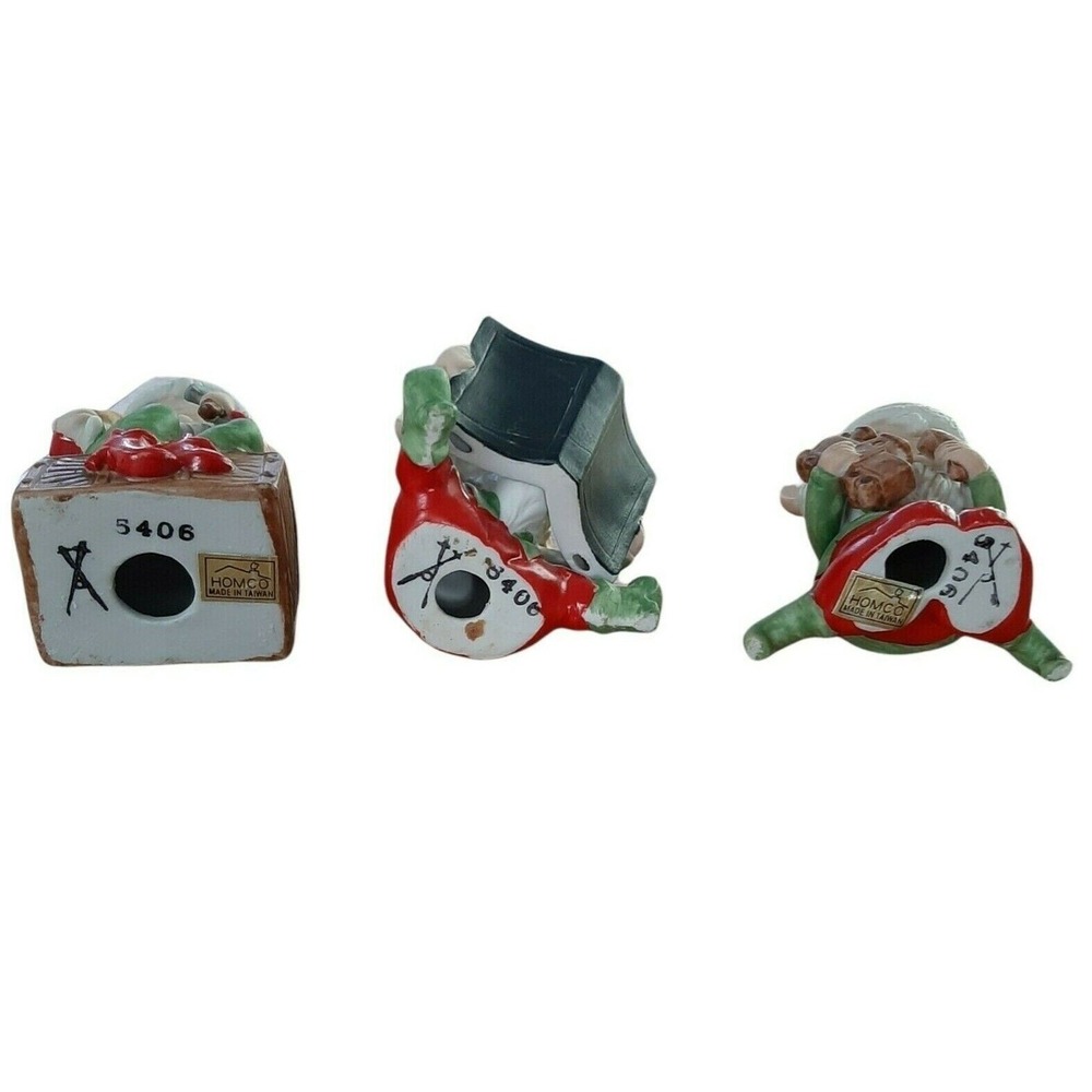 3 Vintage Homco Elf elves Christmas #5406 ceramic toymaker train doll - Picture 3 of 6